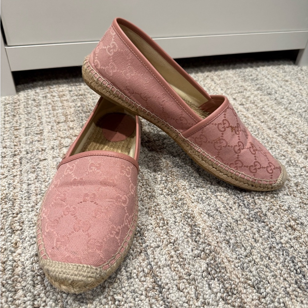 Gucci Rose Pink GG Canvas Espadrilles